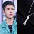 Wang Yibo's Same Style Dog Bone Pendant Necklace for Men and Women's Trendy Hip Hop, Unique Design, Autumn Decoration, Full Diamond Sweater Chain. 
