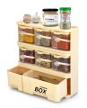PrettyNeat Storage Box Condiments & Spice Rack with 6 Spice Jars and Spoons - 500ml | High-Quality Material in Beautiful and Elegant Style.. 