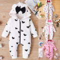 Baby Jumpsuit Breathable Newborn Love Heart Print Warm Romper Infant Pajamas. 