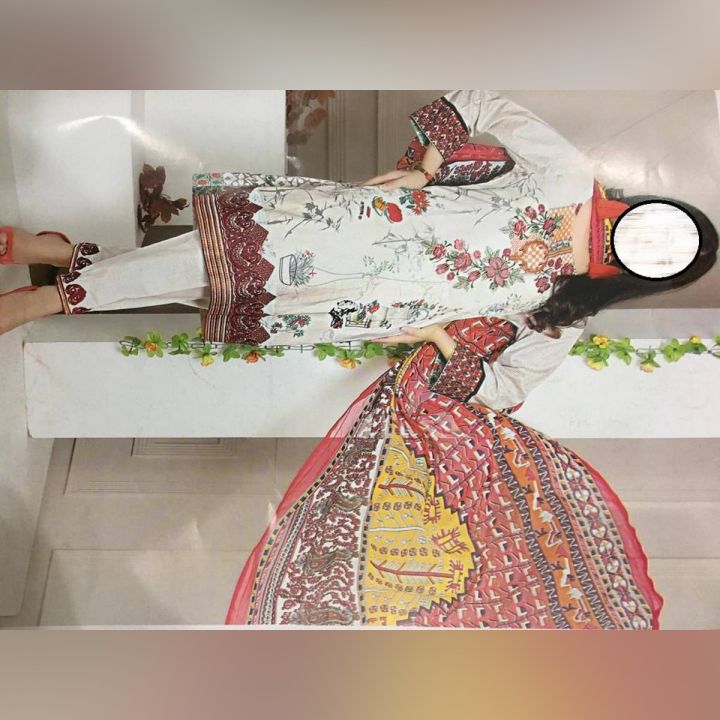 Women Lawn Dress with Patches