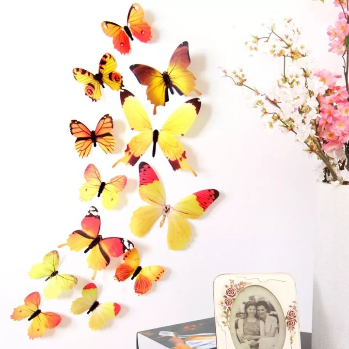 12%20pcs%20PVC%203d%20Butterflies%20Wall%20stickers%20For%20Home%20D%C3%A9cor%20Fridge,%20Doors,%20Walls,%20Kitchen%20-%20Image%204