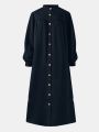 Short Coat Abaya front open buttons Solid Color Long Sleeve Shirt Dress Casual Pocket Robe Abayas For Women Open Abaya. 