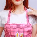 Cartoon Rabbit Household Bib With Pocket Adjustable Cleaning Aprons Oil-proof Cooking Apron. 
