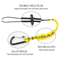 5 Pack Retractable Bungee Cord With Aluminum Lock Carabiner And Adjustable Loop End Yellow. 