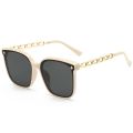 Korean Fashion UV Resistant Large Frame Gold Metal Sunglasses for Women Advanced Accessories Ins. 