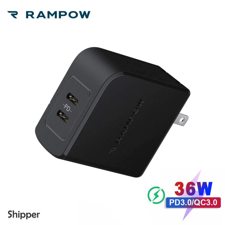 RAMPOW 38W Dual Port Type C Wall Charger