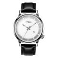 TOMI T101 Casual Fashion Date Quartz Watch For Men Leather Strap Round Dial. 