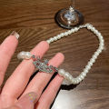 Y2K Jewelry Chain Vintage Crystal Zircon Planet Saturn Pearl Choker Necklace Nicle. 