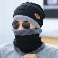 2023 New Winter Knit Cap Men And Women Outdoor Warm Thickening Plus Velvet Loose Winter Hat With Scarf Brand Winter Ski Mask Hat. 