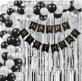 Happy Birthday Theme Set Complete: 1 Birthday Banner, 1 Back Curtain, 30 Balloons - Ideal Birthday Accessories for Girls and Boys, Perfect Birthday Party Items and Home Decorations!. 