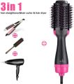 Hot air Brush Hot air Brush Hair Dryer Brush, Round Brush Blow Dryer, Blow Dryer Brush, 3-in-1 Ionic Straightening Hot Air Brush with Anti-Scald Feature (Pink). 