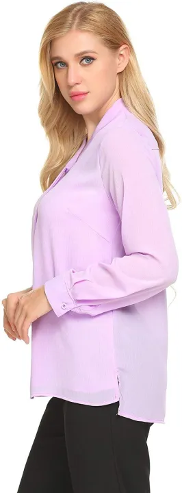 Xee's%20Collection%20Lavender%20Long%20Sleeve%20Chiffon%20Blouse%20Shirts%20For%20Women%20Xe-LSL%20-%20Image%204