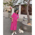 Fat mm summer outfit new lazy short sleeved loose over knee plus size dress 200 pounds long T shirt skirt. 