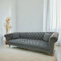 Golden Oak Chesterfield 4 Seater Sofa Set – Dark Grey Color. 