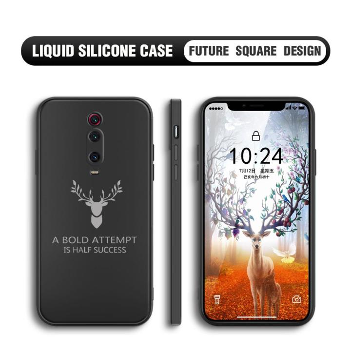 BILI for Xiaomi 9T / Xiaomi 9T Pro Back Cover Simple Antlers Ultra Thin Soft Luxury Square Multicolor Liquid Silicone Phone Case