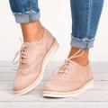 【ETOP】Plus Size New Women Fashion Lace Up Perforated Oxfords Femme British Minimalist Flat Casual Shoes. 
