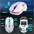 HXSJ T300 7 Keys 2400DPI 2.4G Colorful Luminous Wireless Mouse T300 White. 