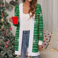 Casual Cardigan Oversized Christmas Print Casual Sweater Coat. 