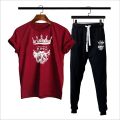 Black Live like a king printed summer gymwear trackuit trouser & t-shirt for men and boys. 