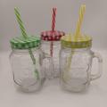 Mason Jars With Straw - Set o f 3 - Material:Glass. 