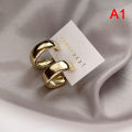 1pair Trendy Simple Silver Color Hoop Earrings For Women Girl Gold Circle MJ. 