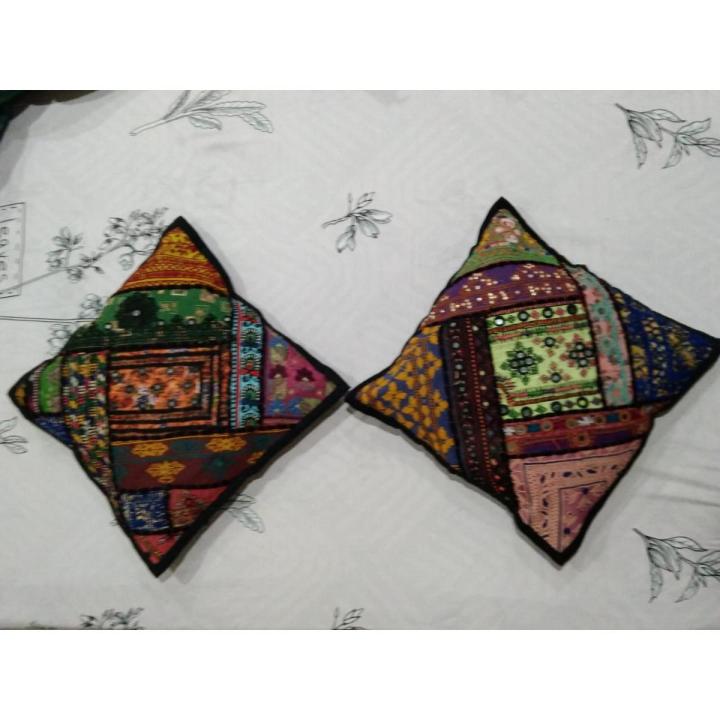 Multicolor Handmade Cushion Covers Set For Sofa Pack of 2