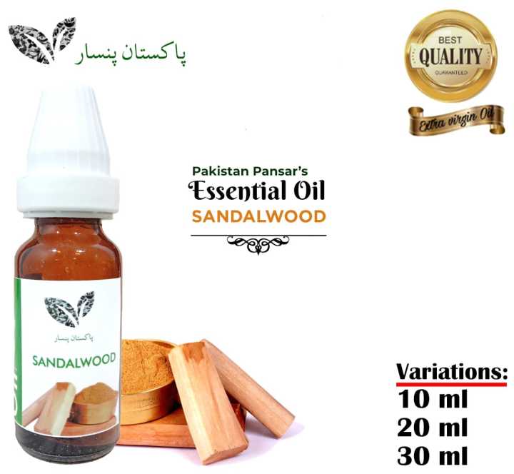 Premium Sandalwood Essential Oil 10ml/20ml/30ml by Pakistan Pansar - Organic, Moisturizing, Aromatherapy for Healthy Skin