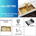 SA HANDMADE KITCHEN SINK DOUBLE BOWL 82 X 45 GOLDEN. 