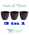 Pack of 3 Small Flower Pots for Cactus and Artificial Plants - White. 