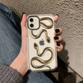 Luxurious black gold snake phone case for iPhone 14 13 12 11 pro Max X XR XS Max 7 8plus unique dragon shockproof soft TPU cover. 