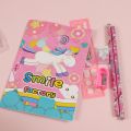 7Pcs/Bag Kawaii Dream Unicorn Pencil Case Ruler Pencil Eraser Booklet Pencil Sharpener Stationery Set Children Gift Stationery. 