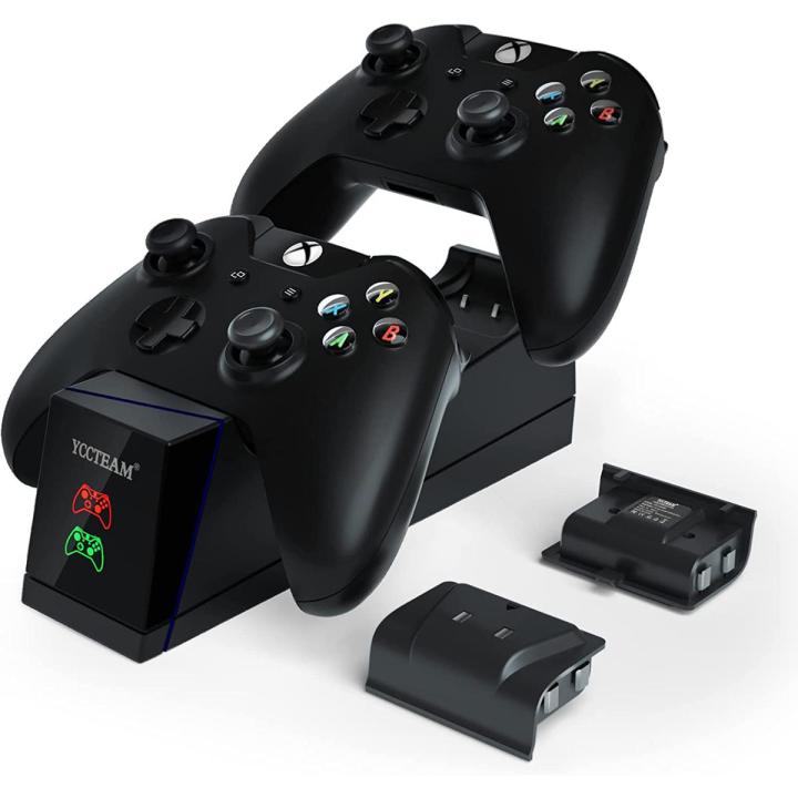 Controller Charger for Xbox One,YCCTEAM Rechargeable Battery Pack for Xbox One, Xbox One X, Xbox One S, Xbox One Elite Controller, Charging Station for Xbox One with 2pcs 1200mAh Rechargeable Battery