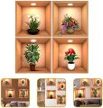 Pack of 4 Removable Self-Adhesive Wall Stickers - Home Decor Decals with Plants, Flowers - Western Wall Art for Living Room and More. 