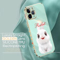 (Free Lanyard ) For Infinix Note 8 Back Cover Luxury 6D Plating Mascot Rabbit Side Pattern Soft Silicone Square Mobile Phone Case. 