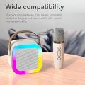 K12 Wireless Mic With Speaker - Single / Double RGB 7 Colour Dancing Light Karaoke Mic With Portable Bluetooth Microphone For Recording With Speaker For Music - 3 in 1 USB / AUX / SD Card Slot Karaoke Handheld Microphone - Black, Blue & Pink Colours. 
