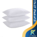 White Pillow Pack Of 3 (Three) PC Filling Imported Ball Fiber Polyester Size 17x27 Inch. 