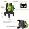 Laser Leveler Green Beam Multi-Line Huepar -Four Vertical and One Horizontal Lines with Down Plumb Dot -Alignment Self-leveling Cross Line Laser Tool -360° Rotating Base, Hard Carry Case Included L141G. 