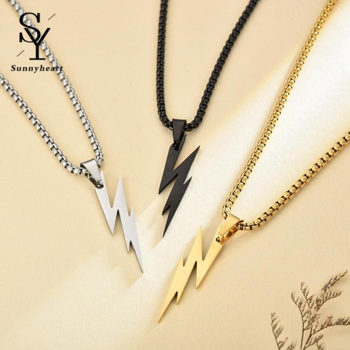 Sunnyheart Men Pendant Necklace Thunder Asymmetric Women Men Necklace