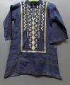 Beautiful Blue Jeans Embroidered Kurti For Girls For Age of 5 to 10 Years- SubRung. 
