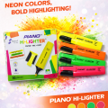 Piano Hi-Lighter Neon Highlighter Marker – Pack of 10 Pcs Multicolor | Chisel Tip | Quick Dry | Paper, Fax & Copy | Non-Toxic Ink. 