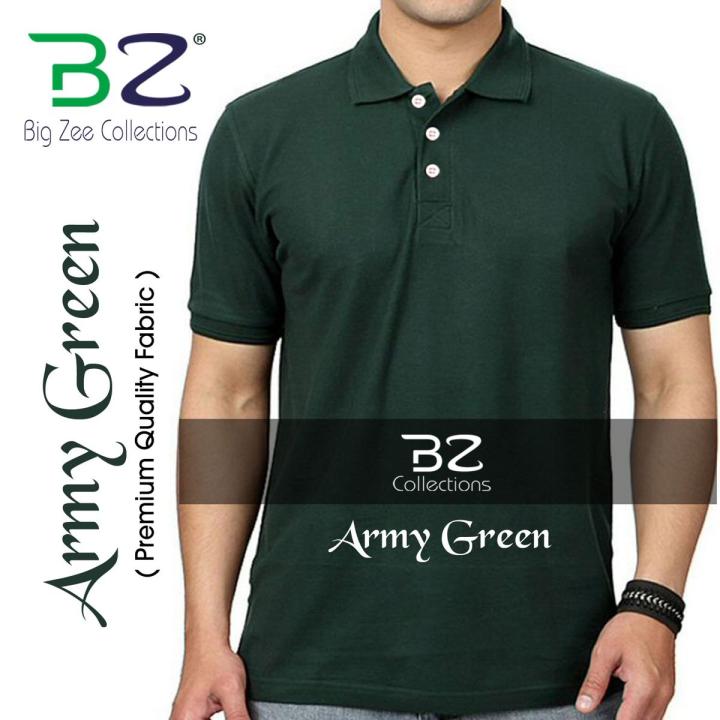 Army Green Polo T Shirt (Premium Quality Fabric) by Big Zee Collections