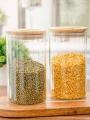AKHPAL 12 PIECES Glass Food Storage Containers Set,  1400ML Spice Jar Set, kitchen Jars with Bamboo Airtight Lids and Labels, Clear Food Storage Containers for Pantry for Sugar, Salt.... 