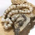 Export Quality Natural unique design Tasbih Natural Pearl misbaha Freshwater Pearl Muslim Jewelry Rosary Bead Islamic Gift (10mm x 33beads) – muslim Pearls zikr prayer Tasbeeh - handmade  Rosary 10mm tasbi counter Stress Relaxation. 