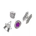 New  Pack of 9 rings Rings for womens purple & silver rings set midi rings women midi rings casual stylish rings for women rings for girls midi finger rings set midi rings online cute midi rings.9 PCS/SET Vintage Big Purple Crystal Crown Star Rings Set .. 