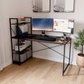 X-Base Computer Table with Smart Features - Wooden Study and Gaming Desk, Office and Home Workstation with Ample Shelf Space and Integrated Bookshelf and Tower Storage. 