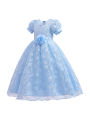 Toddler Girls Lace Princess Dress, Sleeveless Round Neck 3D Flower Formal Dress Party Gown. 