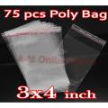 Bundle of 75 pcs 3x4 Transparent, small Plastic Bags, Self Adhesive Seal Jewelry, Opp / BOPP Packaging Bags, Resalable Cello / cellophane bag, chamak theli for small things.. 