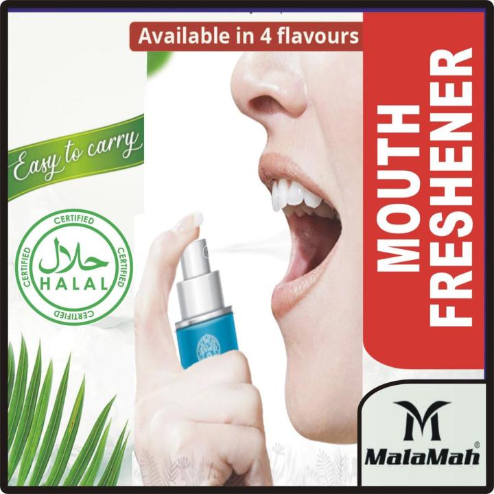 MALAMAH MOUTH FRESHENER MOUTH SPRAY, FRESH BREATH FRESHENER ORAL SPRAY FOR FRESH BREATH NON ALCOHOLIC HILAL, 4 TASTY FLAVORS, SPEARMINT, FRESHMINT, PEPPERMINT  ETC (1 PIECE) ANYONE