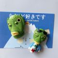 [4 free shipping] Douyin creative drinking water button nose green fish three-dimensional magnetic refrigerator stickers decorative net red magnets. 