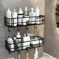 Set of 2 Self-Adhesive Shelves for Bathroom, Kitchen, Any Walls, Bathroom Organizer, Kitchen Rack, Balcony Wall Rack, Magic Sticker Included (Set of 2). 